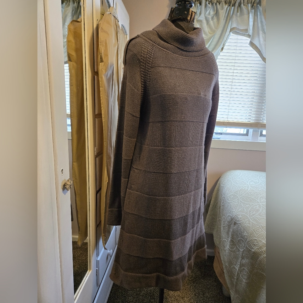Vintage Burberry Alpaca Silk Knit Dress sz L Pewter orig tags Garment bag